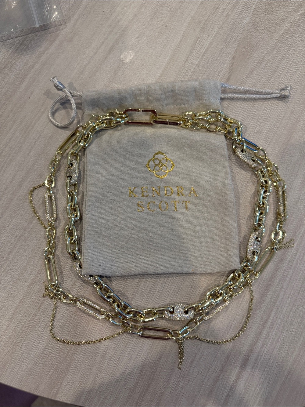 Kendra Scott Gold Bailey Convertible Multi-Chain Necklace in White Crystal